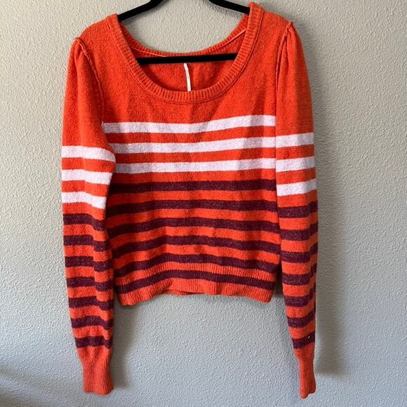 Free People Complete Me Fuzzy Sweater Striped Alpaca Blend Womens Sweater Small - Picture 2 of 6